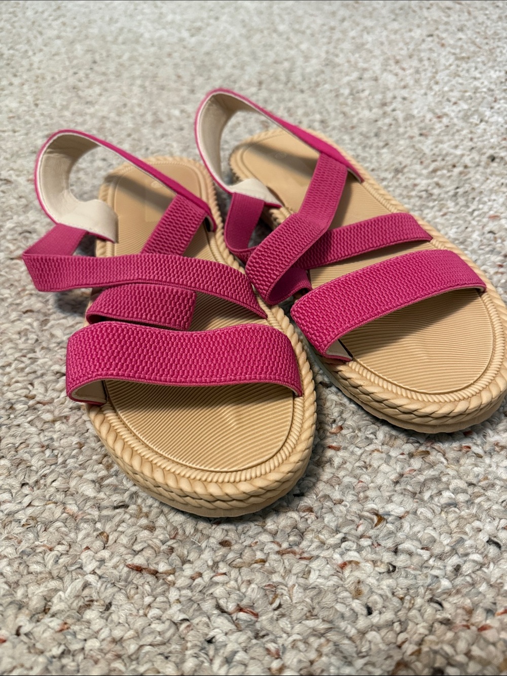 Hot Pink Strappy Elastic Sandals